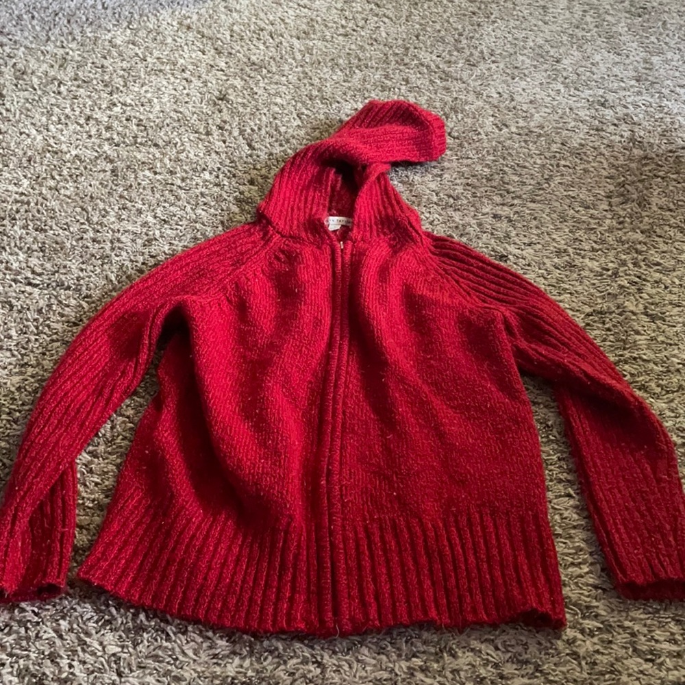 Red sweater zip up jacket